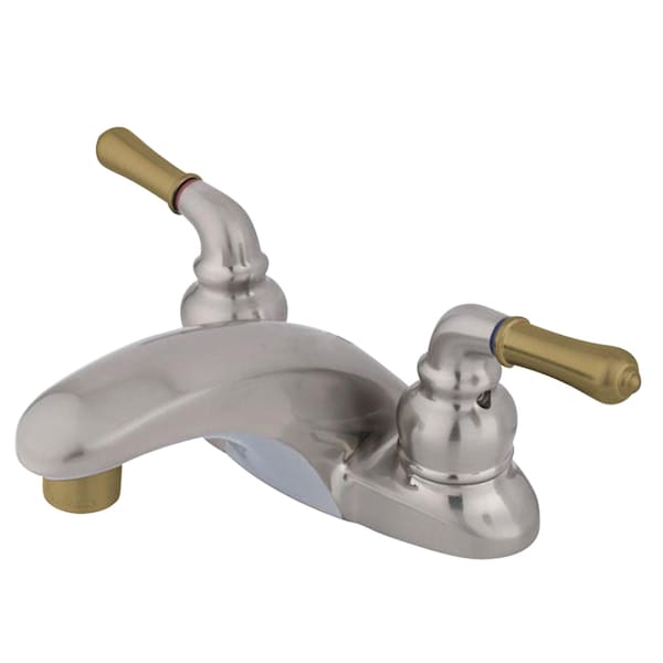 4" Centerset Bathroom Faucet, Brushed Nickel/Polished Brass